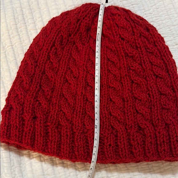 Red Cable Knit Beanie - Picture 2 of 5